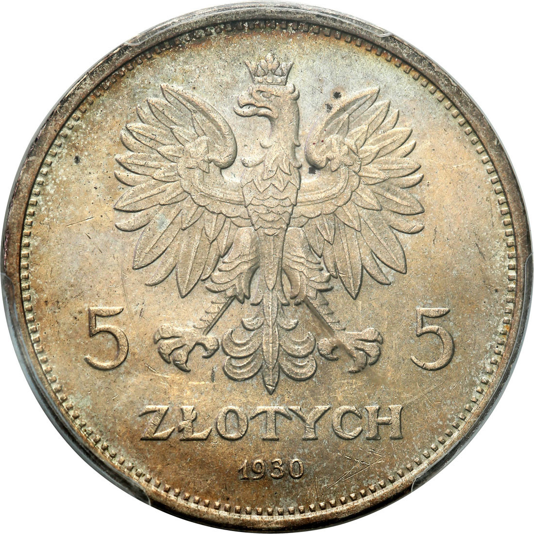 II RP. 5 złotych 1930 Sztandar PCGS MS62